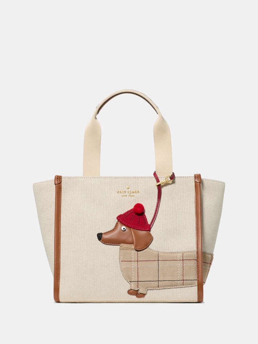 Kate Spade Kip Charlie Dachshund Small Tote Bag Cashew Milk Multi
